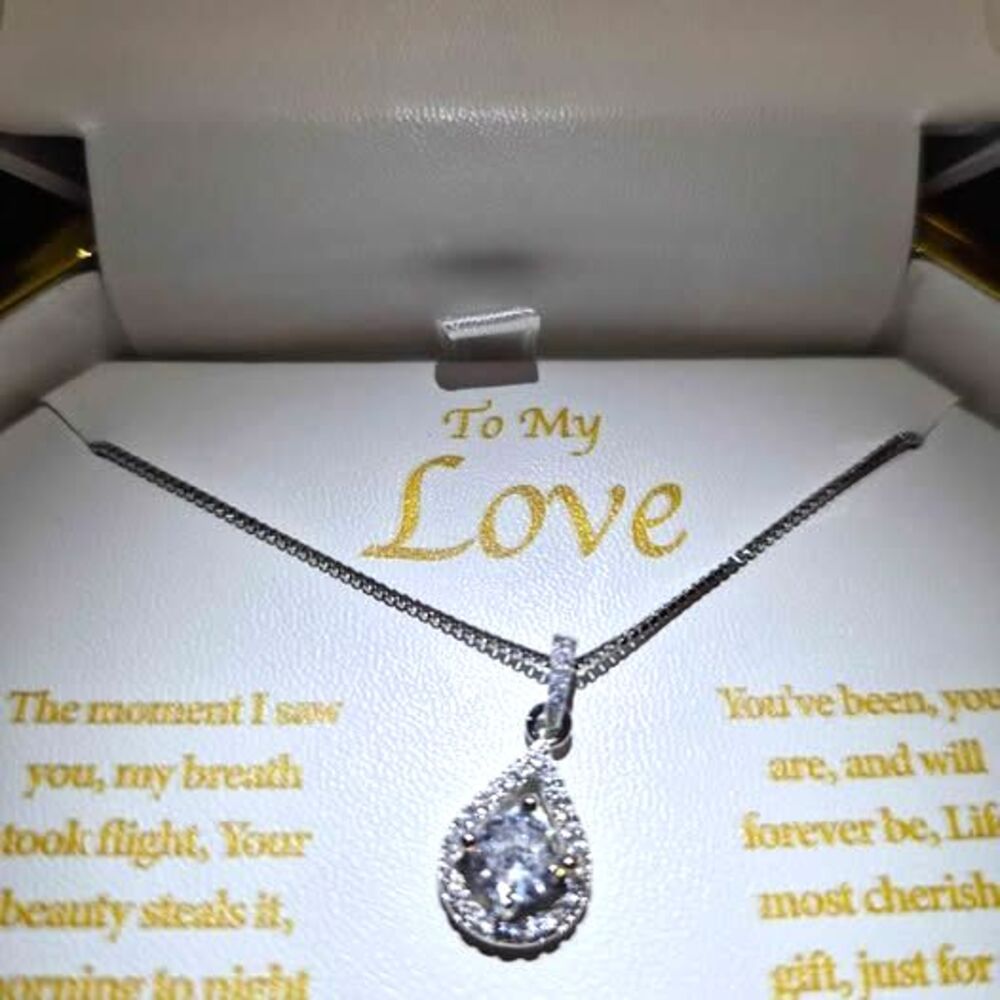 Julia's Silver Teardrop with love message and light up box